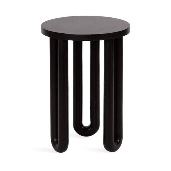 Kate and Laurel Kenzo 14 in. Black Round Wood End Table
