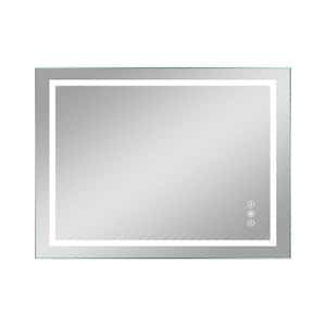 48 in. W x 36 in. H LED Large Rectangular Frameless Anti-Fog Wall Bathroom Vanity Mirror in Silver