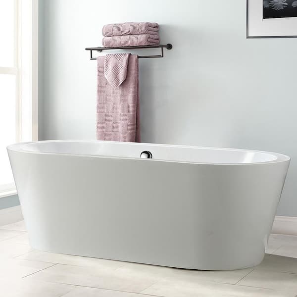 Melania 5.6 ft. Acrylic Flatbottom Non-Whirlpool Bathtub in White
