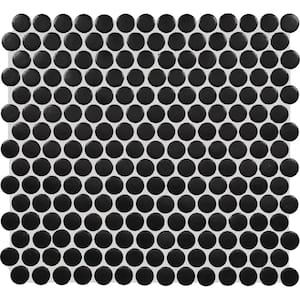 Restore Black 11 in. x 10 in. Glazed Ceramic Penny Round Mosaic Tile (0.83 sq. ft./Each)