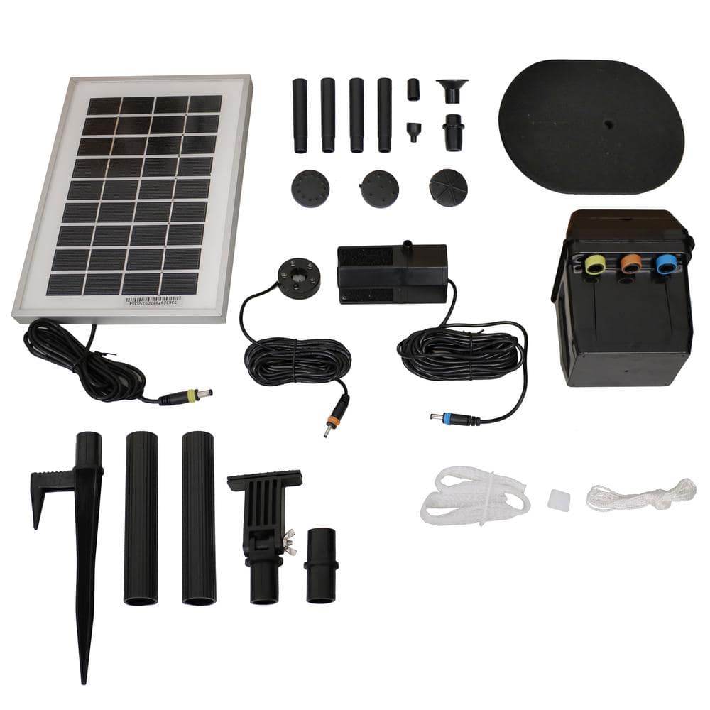 66 Gph Solar Pump and Panel Kit with Battery and Light