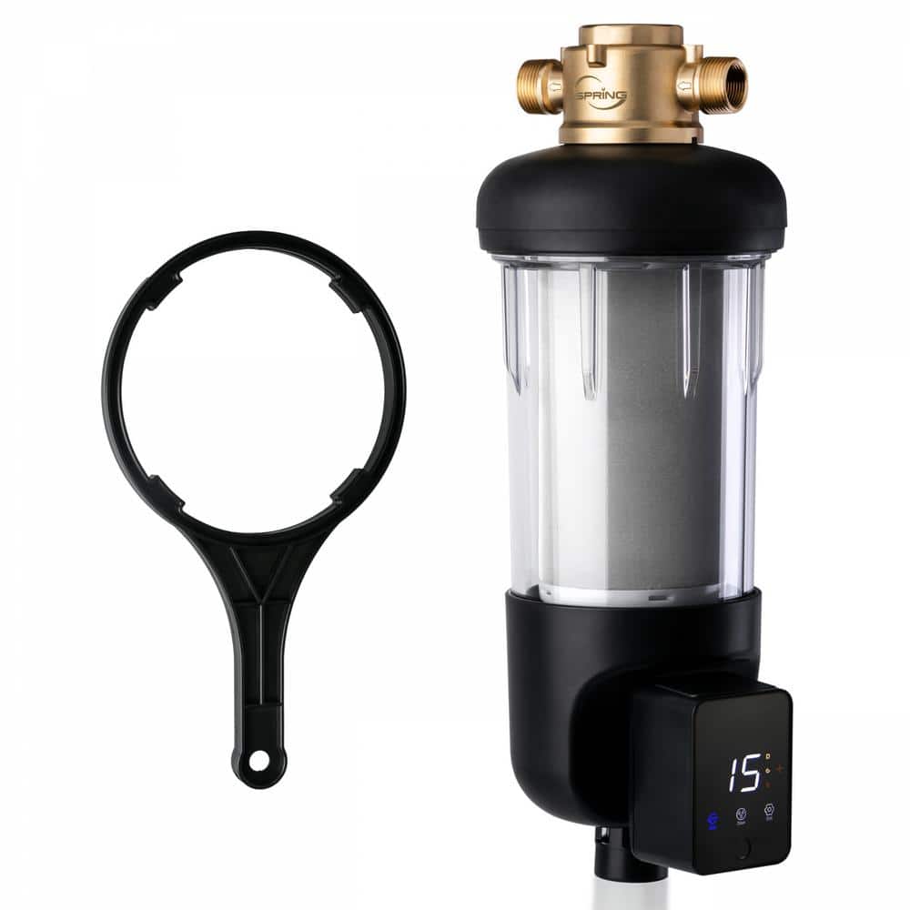 NSF-Certified 100-Micron Jumbo Auto-Flush Spin Down Sediment Water Filter, 1 in. MNPT and 3/4 in. FNPT