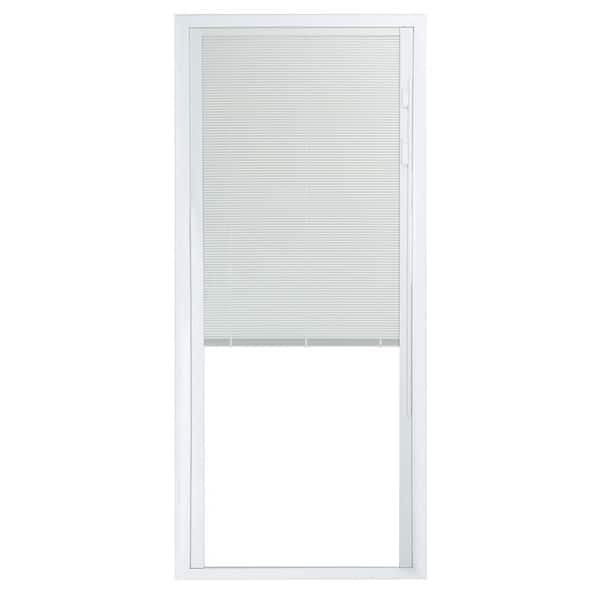 American Craftsman 50 Series 60 in. x 80 in. Left-Hand Lowe E White Vinyl Sliding Patio Door Fixed Panel Only with Blinds