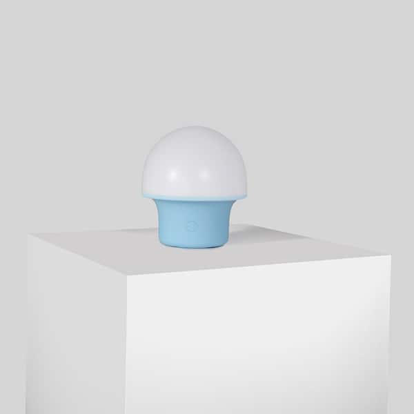 Brightech Portobello 6.6 in. Matte Blue Modern Portable Indoor/Outdoor Integrated LED Bedside Table Lamp with Built-In Dimmer