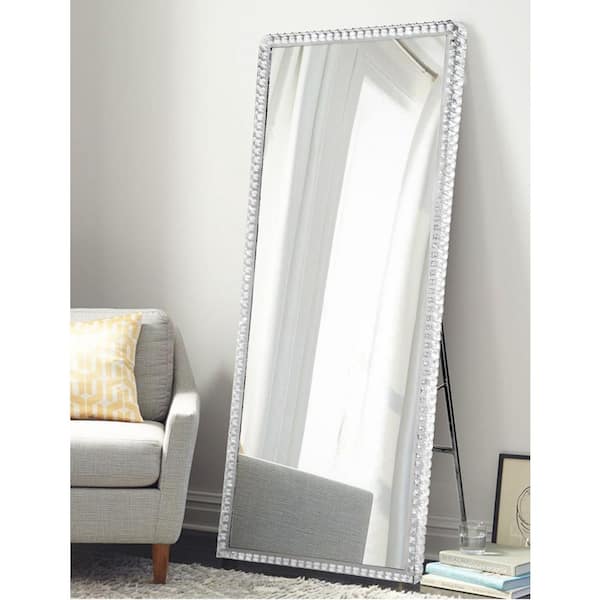 Marilyn 71 in. x 63 in. Glam Chrome Rectangle Framed Illuminated Leaning Mirror