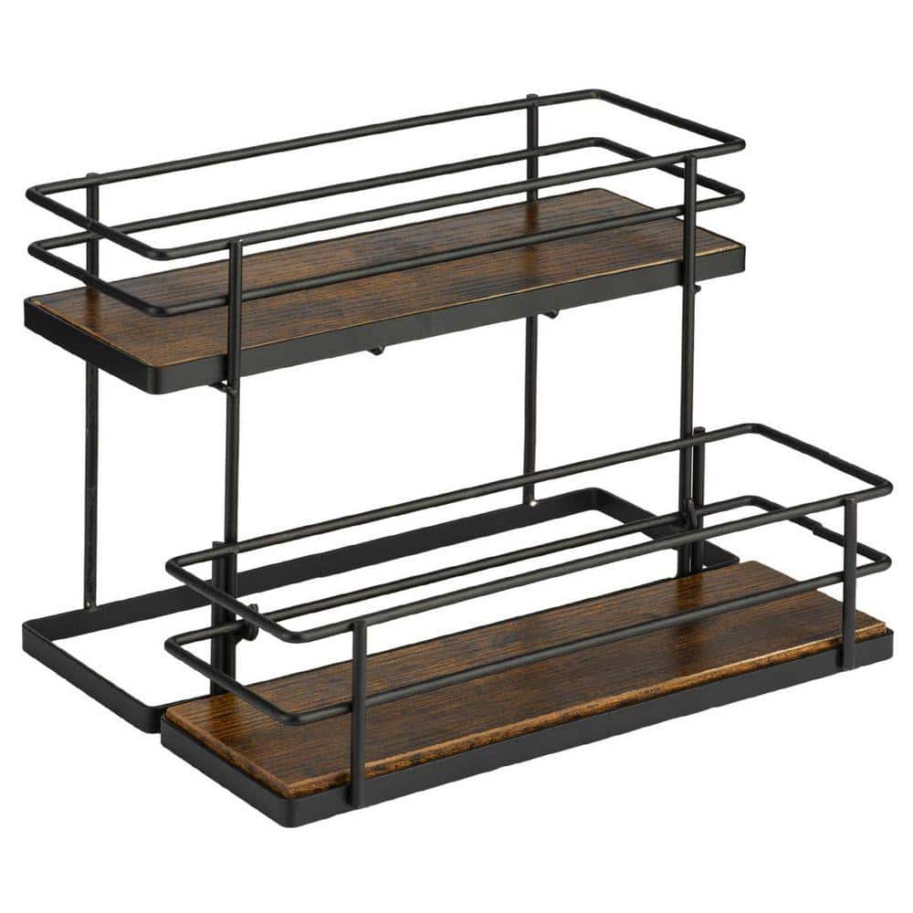 JFVKAF 2 Tier Black Metal Coffee Syrup Holder Rack Kitchen Organizer ...