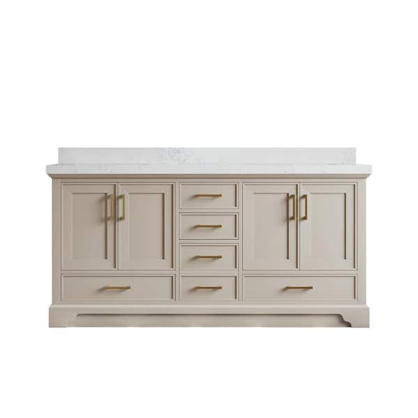 Willow Collections Charlotte 72 in. Double Sink Freestanding Fine Grain Bath Vanity with Empira White Qt. Top Unassembled