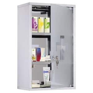 11.75 in. W x 19.75 in. H Medium Rectangular Silver Stainless Steel Surface Mount Medicine Cabinet Without Mirror