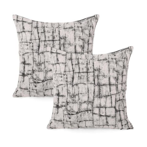 Noble House Dovekie Charcoal 18 in. x 18 in. Throw Pillow (Set of 2)