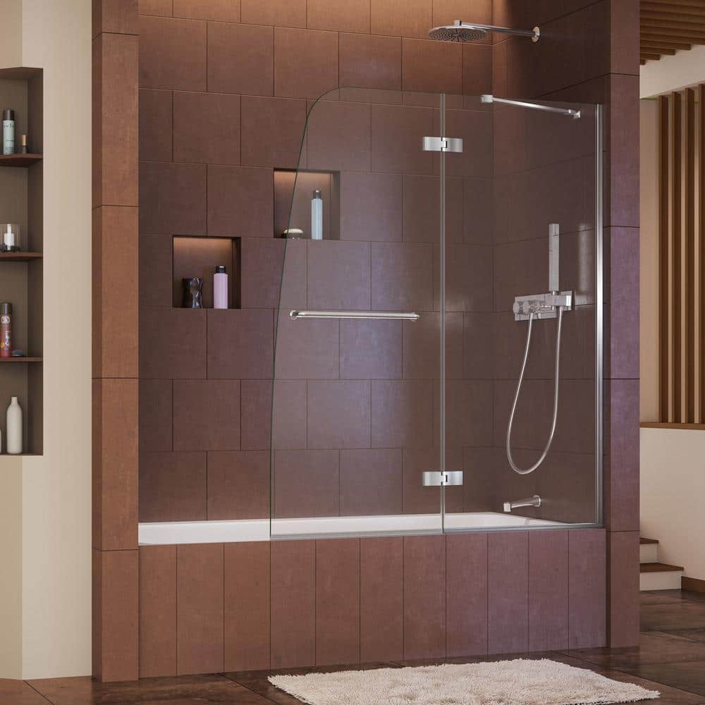 Aqua Ultra 48" Frameless Hinged Tub Door with Clear Glass
