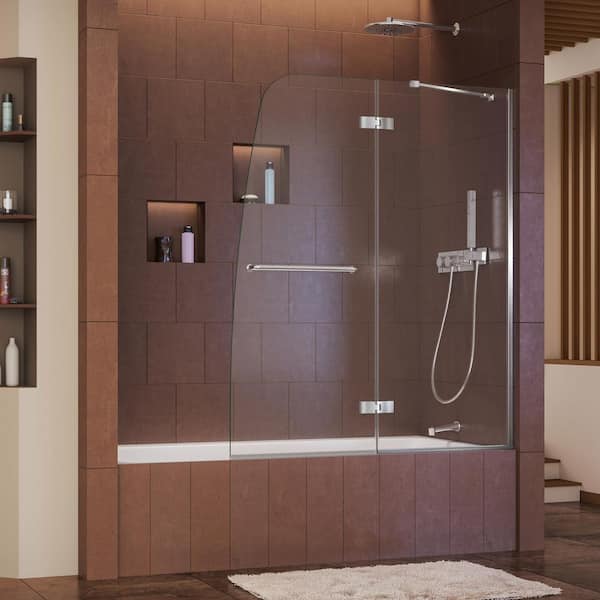 DreamLine Aqua Ultra 48 in. x 58 in. Semi-Frameless Pivot Tub/Shower Door in Chrome