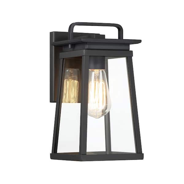 The Great Outdoors Isla Vista 11 in. Black Indoor/Outdoor Hardwired Wall Lantern Sconce with No Bulbs Included