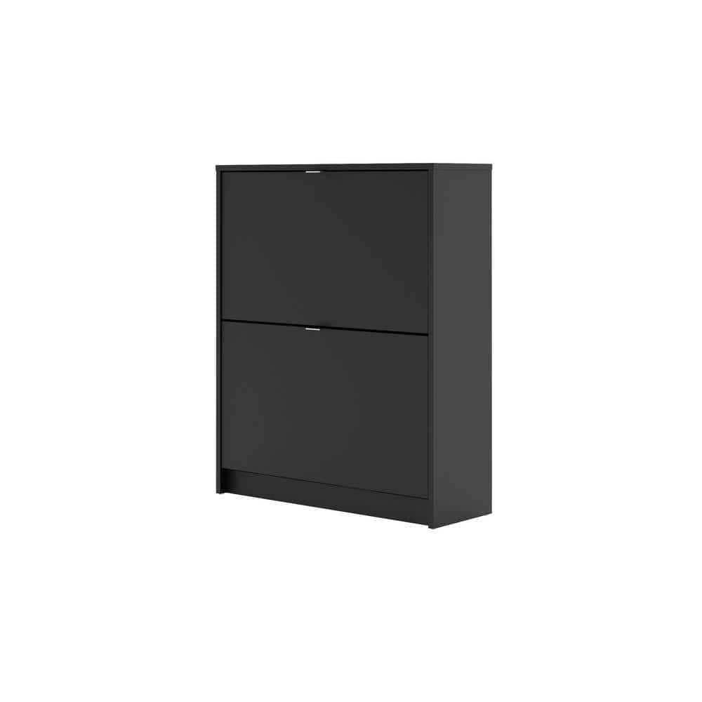 Tvilum 33.54 in. H x 27.68 in. W Black Wood Shoe Storage Cabinet, Black Matte -  59005gmgm