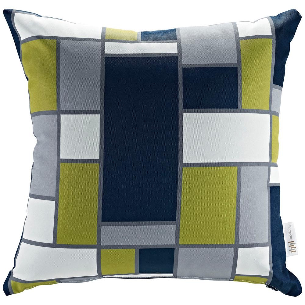 Modway Square Blue and Green Outdoor Throw Pillow Set