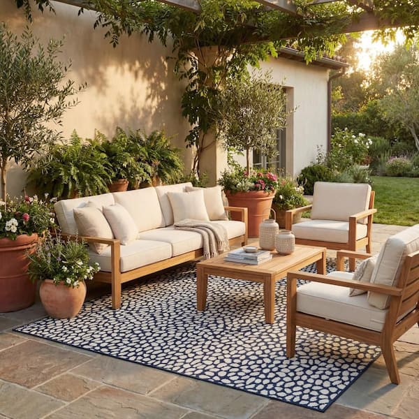 Solira Animal Print Navy 8 ft. x 10 ft. Outdoor Area Rug