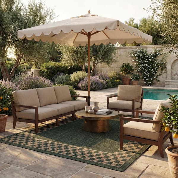 Larelle Checkered Green 4 ft. x 6 ft. Outdoor Area Rug
