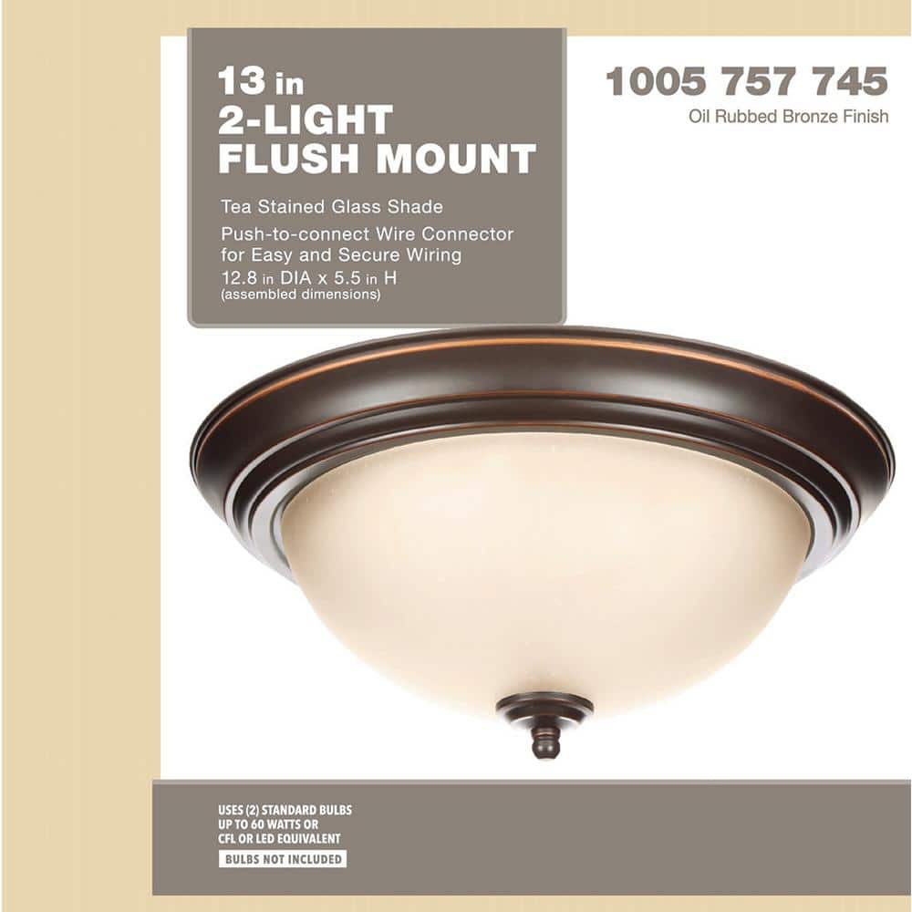 13 in. Oil Rubbed Bronze Dome Flush Mount with Stained Glass Shade