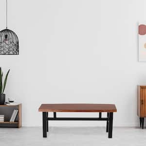 Acacia Wood Live Edge, Cherry Finish, Black Base, Mission Style Bench 46 in. W x 17 in. D x 18.5 in. H