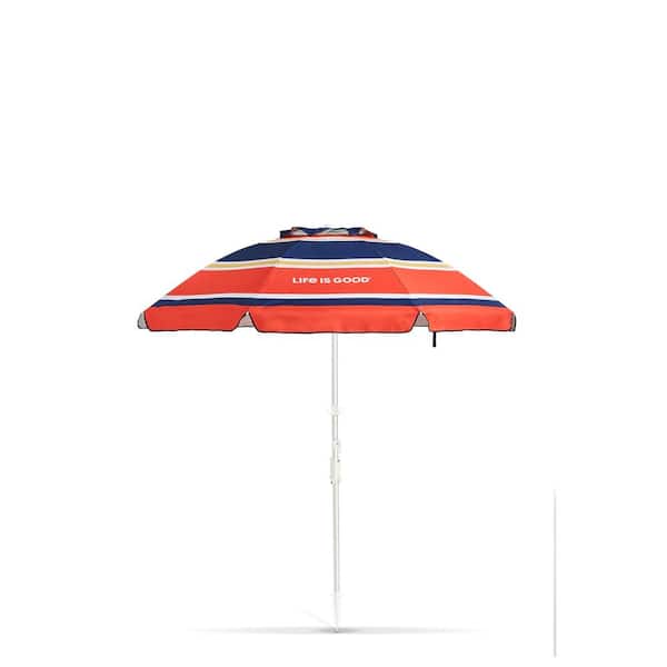 Life Is Good Orange Daisy 6.5 ft. Mango Orange Aluminum Tilt Beach Umbrella