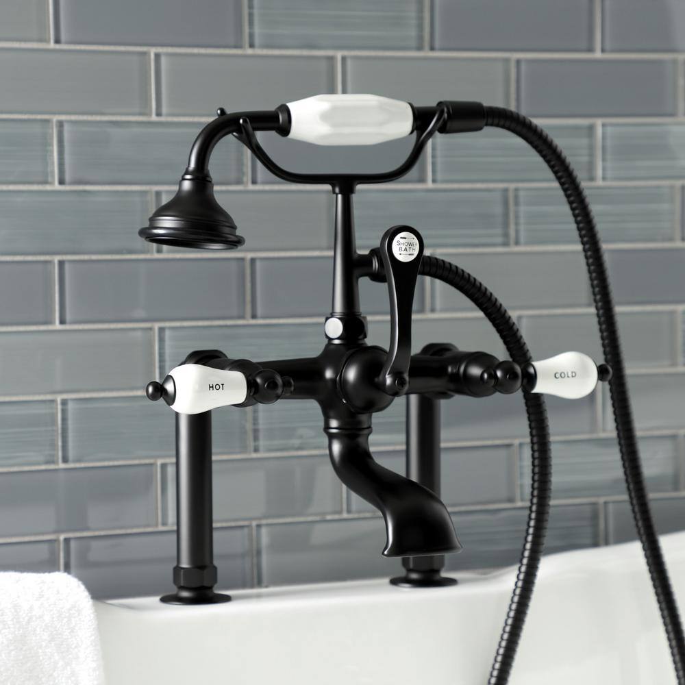 Matte Black Brass Clawfoot Tub Faucet with Hand Shower