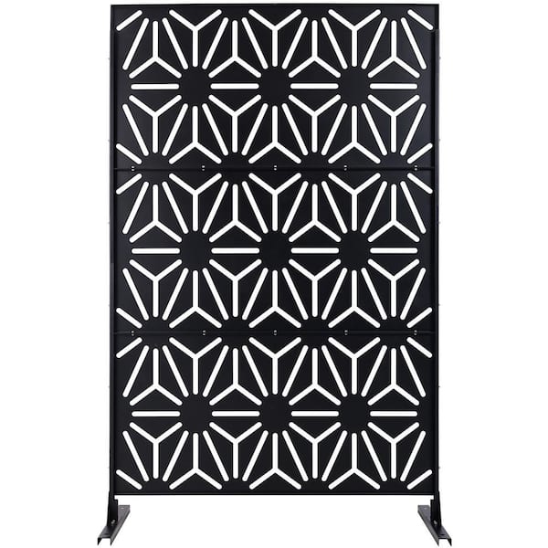 6.3 ft. x 4 ft. Black Outdoor Steel Decorative Privacy Screen, Indoor Metal Privacy Fence Panel