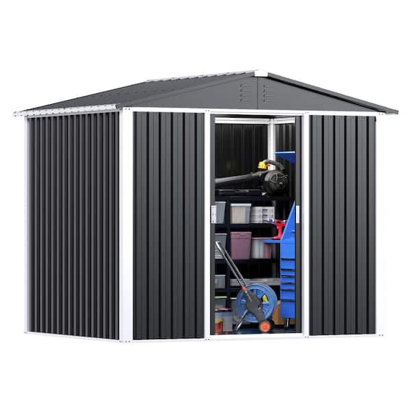 Hephastu 103.74 in. W x 72.83 in. H x 75.59 in. D Multifunctional Outdoor Metal Storage Shed with air vents, in Blue