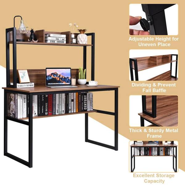  Metal Desk Shelf, Adjustable Desk Bookcase, Open