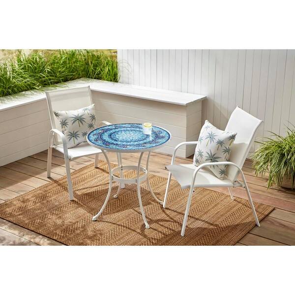 Stylewell 28 In Coastal Glass Mosaic Outdoor Patio Bistro Table Hd19153 - Outdoor Patio Bistro Table And Chairs