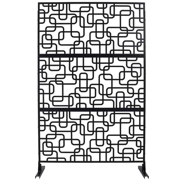76 in. H x 48 in. W Steel Garden Fence Freestanding Outdoor Privacy Screen in Black