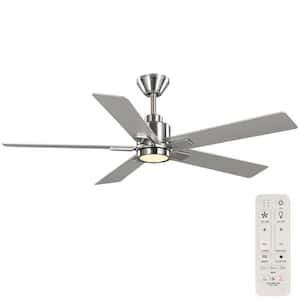 Zandra 52 in. White Changing Integrated LED Brushed Nickel Smart Hubspace Ceiling Fan with Light Kit and Remote Included