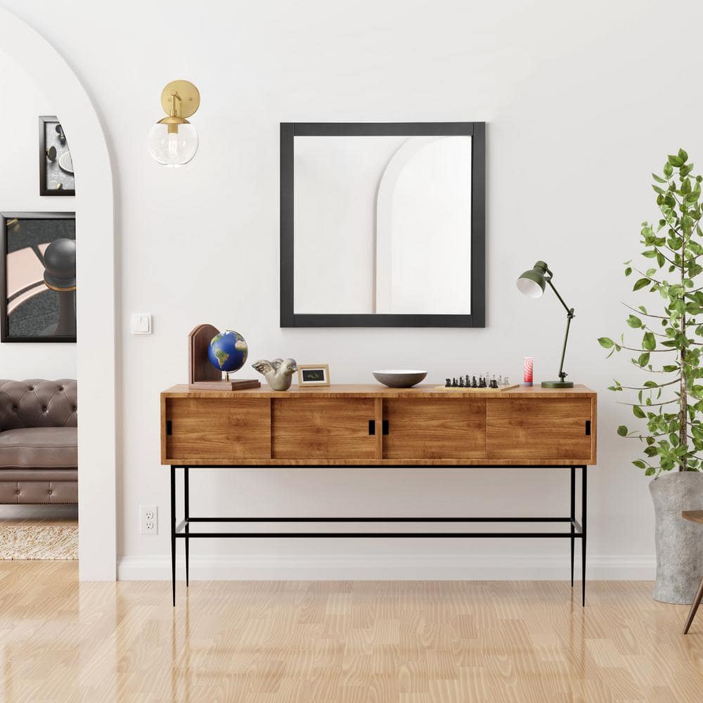 Espresso Pine Wood Framed Rectangular 40"x30" Wall Mirror