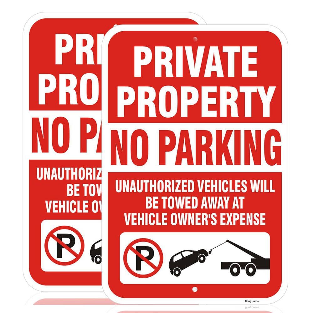 2 Pack Reflective Rust-Free Aluminum Weatherproof Private Property No Parking Sign Unauthorized Vehicle Towed price history on PriceWatchPro
