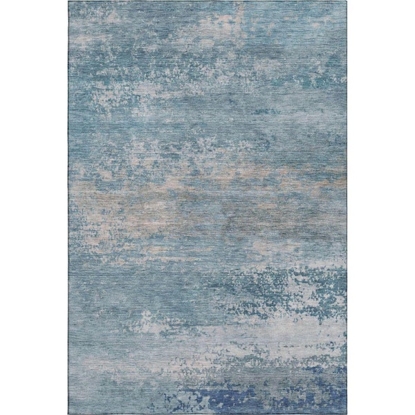Mayfield Premium Machine Washable Abstract AMF2071 Sky 5 ft. x 7 ft. 6 in. Area Rug