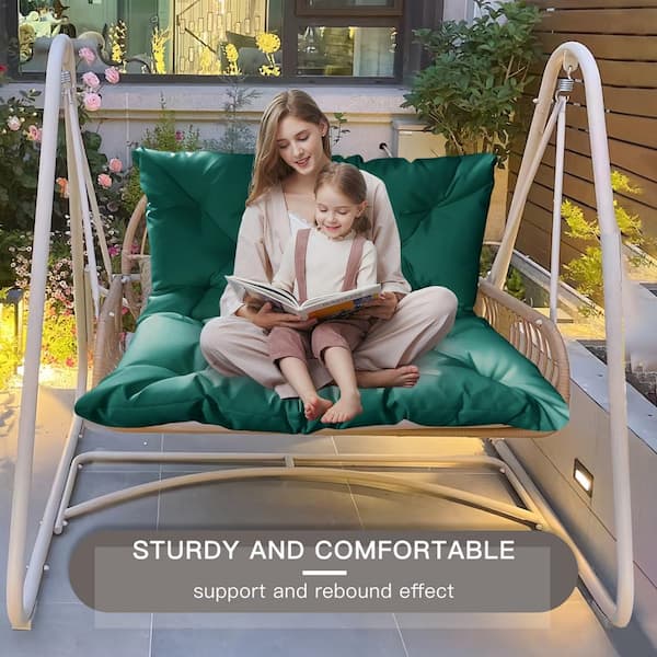 2 3 Seater Outdoor Porch Swing Cushion Waterproof Bench Cushion with Backrest 60 in. x 20 in. x 20 in. ML 60inX40in The Home Depot