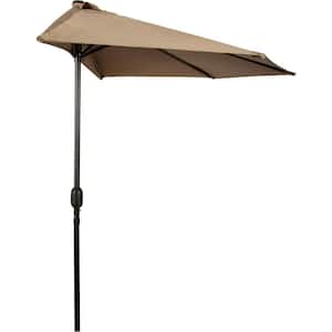 9 ft. Half Outdoor Patio Market Umbrella (Tan)