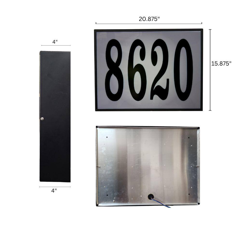 Extra-Large Black Steel LED Address Plaque