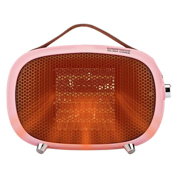 800W/400W Pink Indoor Electric Ceramic Space Heater PTC Portable Quiet Tip-Over Overheat Protection for Office Bedroom