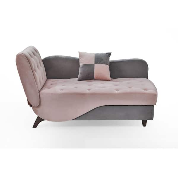 URTR 27 in. W Armless Velvet Upholstered Modern Straight Single Storage Sofa Bed with One Throw Pillow in Pink