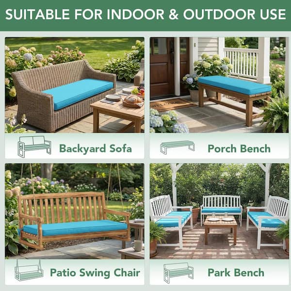 42 x 18 x 3 Inch Outdoor Bench Cushion Waterproof Fade Resistant