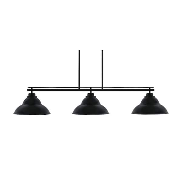 Unbranded Monroe 3 Lightr, Round Fitter, Matte Black Finish, Billiard-Light 13 in. Matte Black Double Bubble Metal Shades