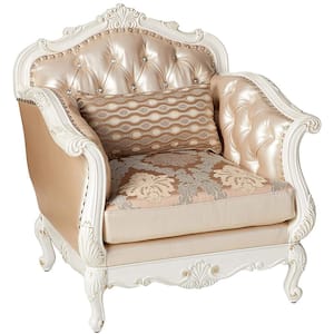 Chantelle Rose Gold PU/Fabric and Pearl White Faux Leather Arm Chair Set of