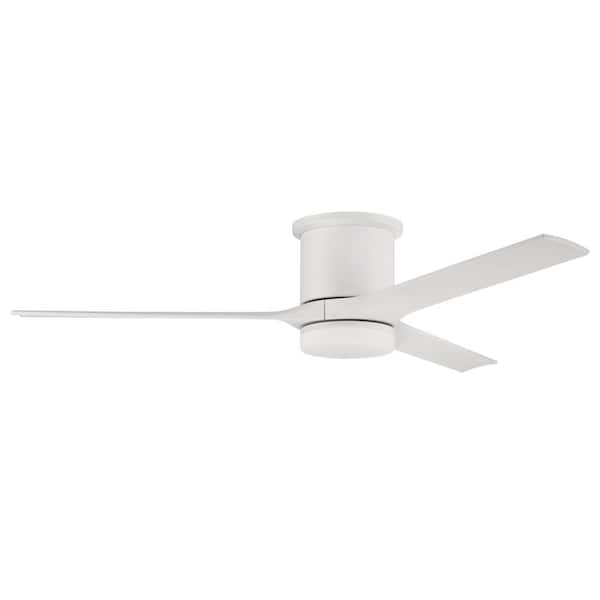 CRAFTMADE Burke 60 in. Indoor/Outdoor Flushmount White Finish Ceiling Fan with Smart Wi-Fi Enabled Remote and Integrated LED Light