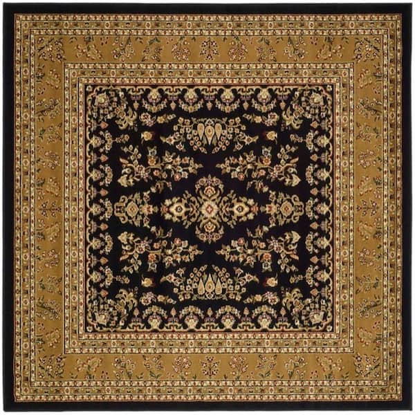 SAFAVIEH Lyndhurst Black/Tan 6 ft. x 6 ft. Square Border Area Rug
