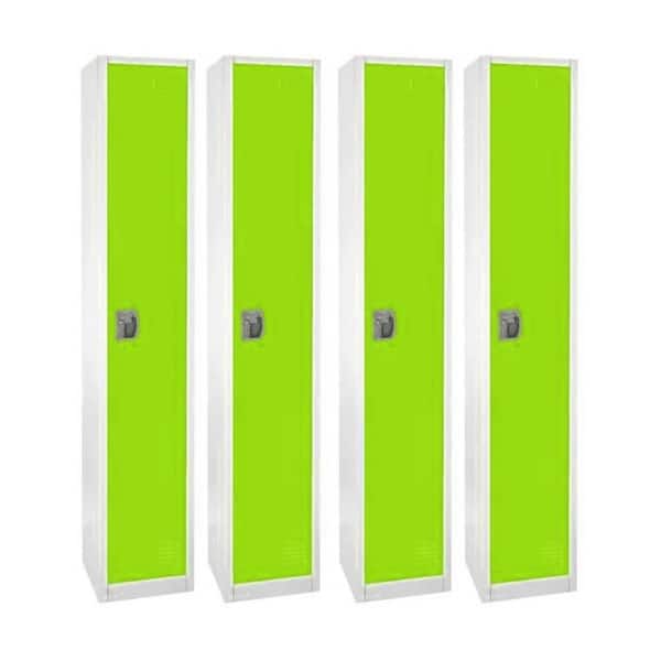 AdirOffice 629-Series 72 in. H 1-Tier Steel Key Lock Storage Locker Free Standing Cabinets for Home, School, Gym in Green (4-Pack)