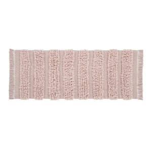 Savannah 24 in. 60 in. Pink Striped Cotton-Polyester Rectangle Bath Rug Runner