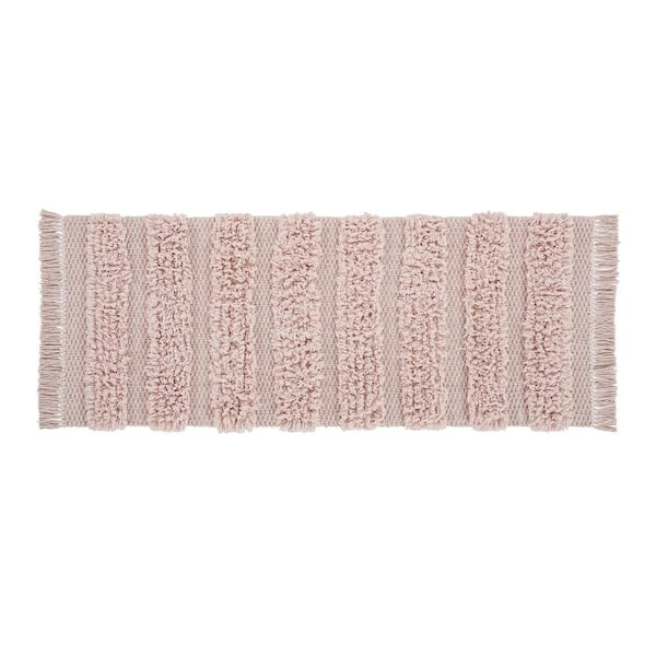 VCNY Home Savannah 24 in. 60 in. Pink Striped Cotton-Polyester Rectangle Bath Rug Runner