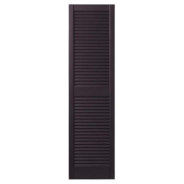 Ply Gem 12 in. x 55 in. Open Louvered Polypropylene Shutters Pair in Dark Berry