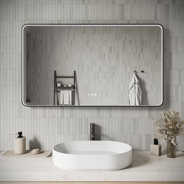Streamline 48 in. W x 28 in. H Rectangular Framed LED Light Anti-Fog Dimmable Color Temperature Change Wall Bathroom Vanity Mirror