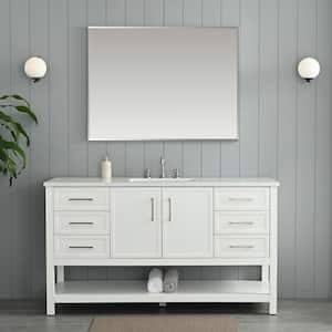 Arlo 60 in. W x 22 in. D x 34 in. H Bath Vanity in White with Engineered Stone Top in Ariston White with White Sink