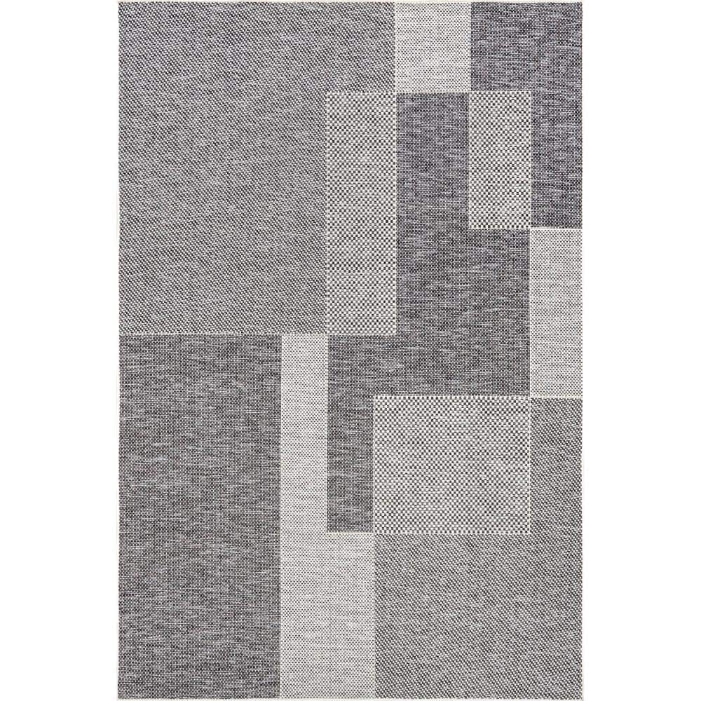 NAAR Guros Collection 2X8 Grey / White / Geometric Indoor / Outdoor Runner Rug